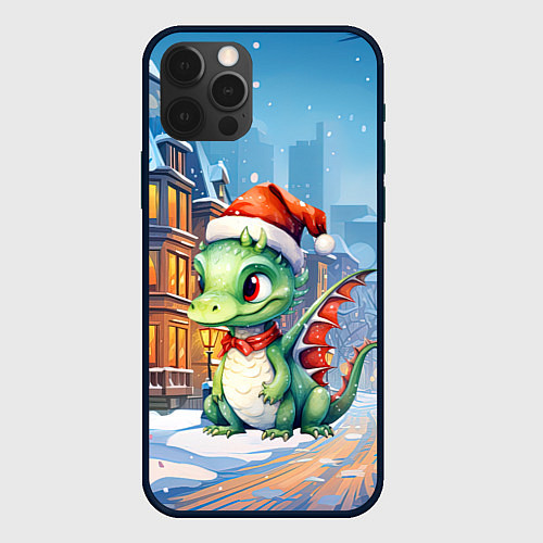 Чехол iPhone 12 Pro Дракон зимний холод / 3D-Черный – фото 1