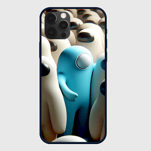 Чехол iPhone 12 Pro Among us - ai art - video game / 3D-Черный – фото 1