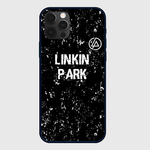 Чехол iPhone 12 Pro Linkin Park glitch на темном фоне посередине / 3D-Черный – фото 1