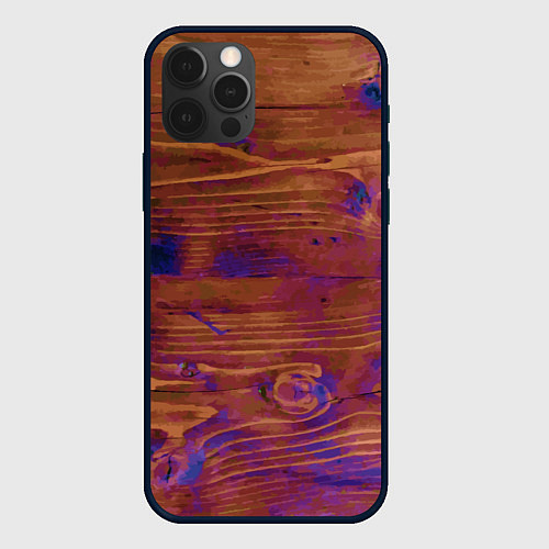 Чехол iPhone 12 Pro Деревянная благородная текстура / 3D-Черный – фото 1