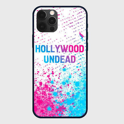 Чехол iPhone 12 Pro Hollywood Undead neon gradient style посередине / 3D-Черный – фото 1