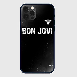 Чехол для iPhone 12 Pro Bon Jovi glitch на темном фоне посередине, цвет: 3D-черный