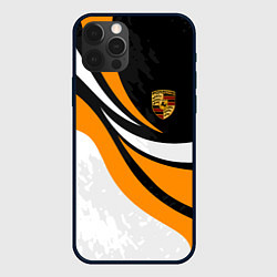 Чехол iPhone 12 Pro Porsche - Оранжевая абстракция