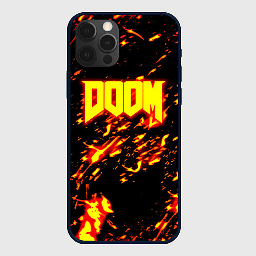 Чехол iPhone 12 Pro Doom огненный стиль ад марса / 3D-Черный – фото 1