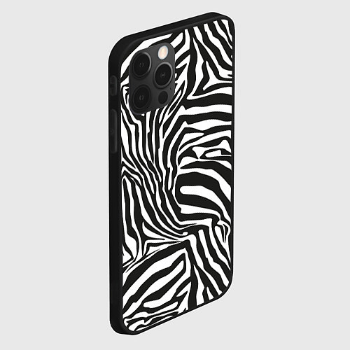 Чехол iPhone 12 Pro Шкура зебры черно - белая графика / 3D-Черный – фото 2