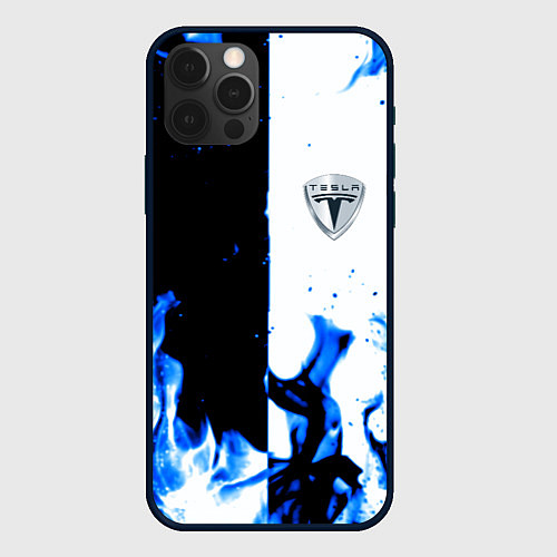 Чехол iPhone 12 Pro Tesla Elon Mask fire / 3D-Черный – фото 1