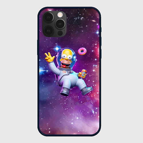 Чехол iPhone 12 Pro Homer Simpson in space - ai art / 3D-Черный – фото 1