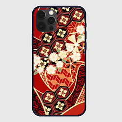 Чехол для iPhone 12 Pro Японские хризантемы с сакурой, цвет: 3D-черный