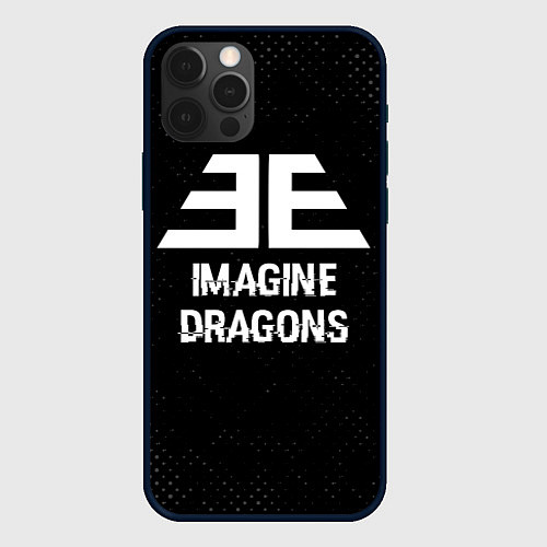 Чехол iPhone 12 Pro Imagine Dragons glitch на темном фоне / 3D-Черный – фото 1