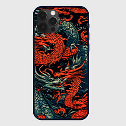 Чехол для iPhone 12 Pro Красный и серый дракон, цвет: 3D-черный