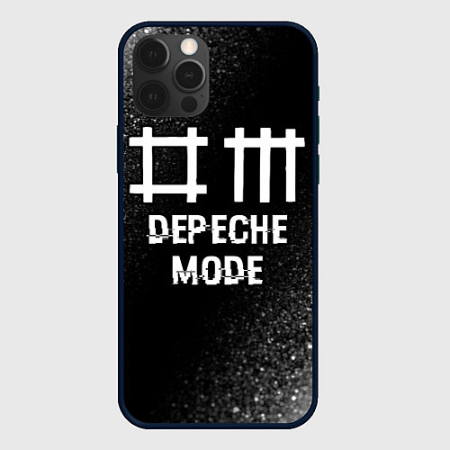 Чехол iPhone 12 Pro Depeche Mode glitch на темном фоне / 3D-Черный – фото 1