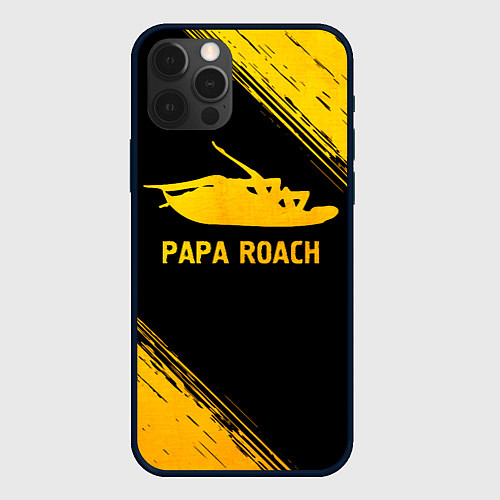 Чехол iPhone 12 Pro Papa Roach - gold gradient / 3D-Черный – фото 1