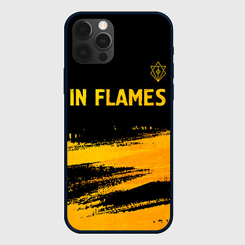 Чехол iPhone 12 Pro In Flames - gold gradient посередине / 3D-Черный – фото 1