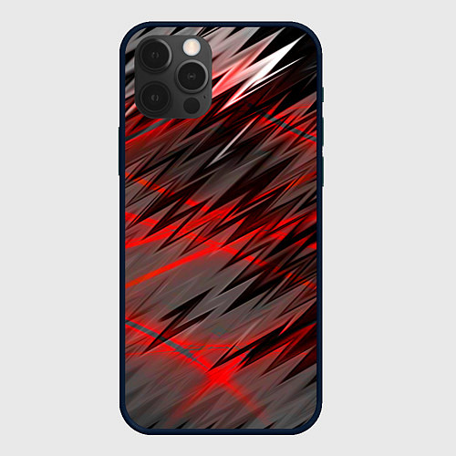Чехол iPhone 12 Pro Красные полосы надрезы / 3D-Черный – фото 1