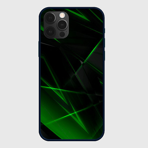 Чехол iPhone 12 Pro Зелёные узоры текстура / 3D-Черный – фото 1