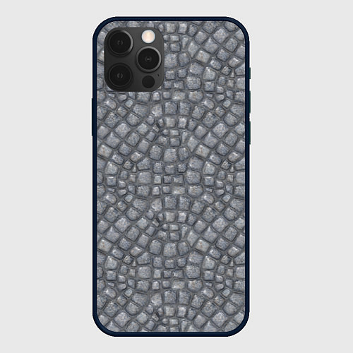 Чехол iPhone 12 Pro Мостовая текстура / 3D-Черный – фото 1