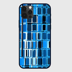 Чехол для iPhone 12 Pro Синие прямоугольники, цвет: 3D-черный
