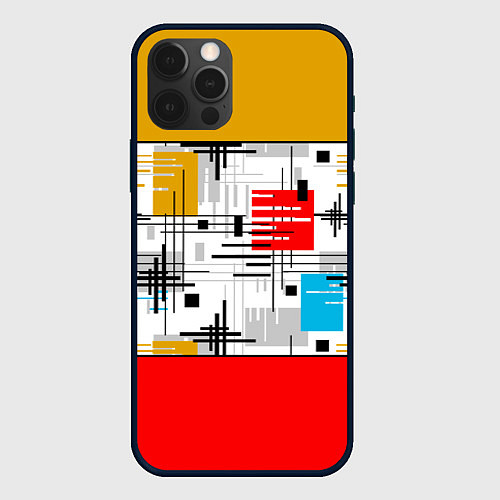 Чехол iPhone 12 Pro Узор красного горчичного цвета / 3D-Черный – фото 1
