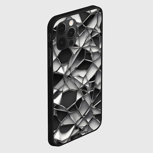 Чехол iPhone 12 Pro Чёрно-белая сетка / 3D-Черный – фото 2