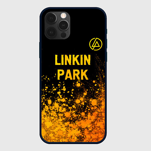 Чехол iPhone 12 Pro Linkin Park - gold gradient посередине / 3D-Черный – фото 1