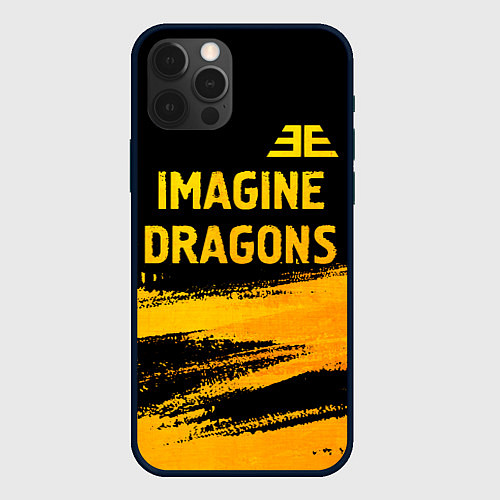 Чехол iPhone 12 Pro Imagine Dragons - gold gradient посередине / 3D-Черный – фото 1