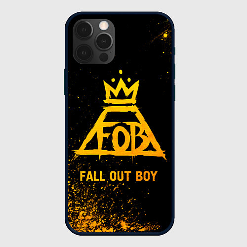 Чехол iPhone 12 Pro Fall Out Boy - gold gradient / 3D-Черный – фото 1