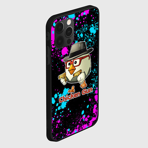 Чехол iPhone 12 Pro Chicken gun - neon / 3D-Черный – фото 2