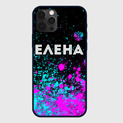 Чехол для iPhone 12 Pro Елена и неоновый герб России посередине, цвет: 3D-черный