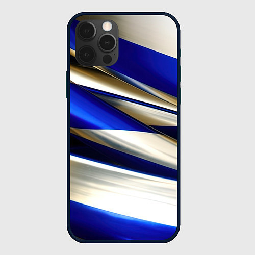 Чехол iPhone 12 Pro Blue white abstract / 3D-Черный – фото 1