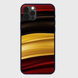 Чехол для iPhone 12 Pro Черный красный желтый цвет абстракции, цвет: 3D-черный