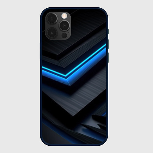 Чехол iPhone 12 Pro Голубая абстракция / 3D-Черный – фото 1