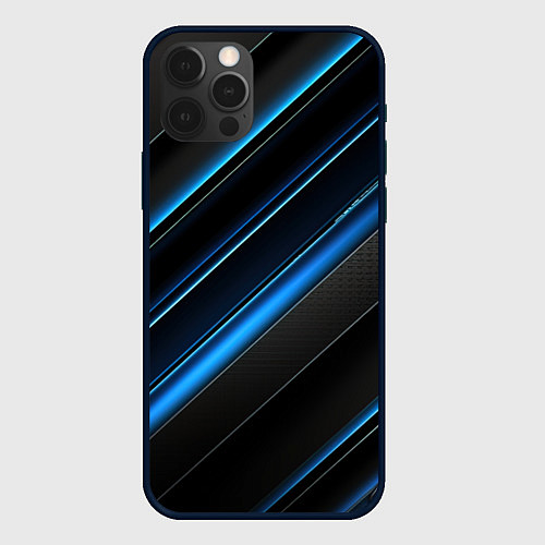 Чехол iPhone 12 Pro Синий узор абстракции / 3D-Черный – фото 1