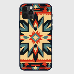 Чехол для iPhone 12 Pro Орнамент в стиле американских индейцев, цвет: 3D-черный