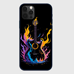 Чехол iPhone 12 Pro Гитара в неоновом огне
