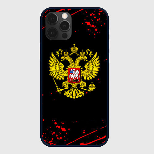 Чехол iPhone 12 Pro Краски Россия герб / 3D-Черный – фото 1