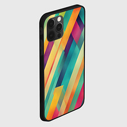 Чехол для iPhone 12 Pro Цветные диагональные полосы, цвет: 3D-черный — фото 2
