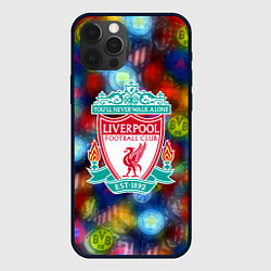 Чехол для iPhone 12 Pro Liverpool все logo неон, цвет: 3D-черный
