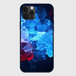 Чехол iPhone 12 Pro Синяя ледяная абстракция с красным