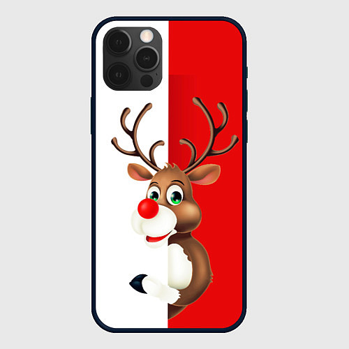 Чехол iPhone 12 Pro Christmas deer art / 3D-Черный – фото 1