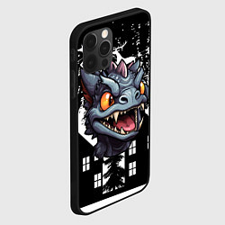 Чехол для iPhone 12 Pro Злой дракон на черном фоне, цвет: 3D-черный — фото 2
