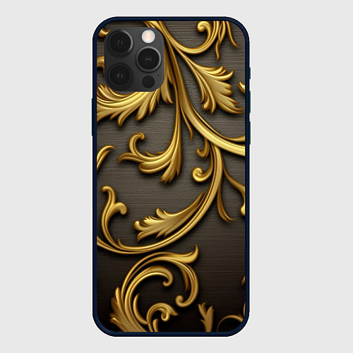 Чехол iPhone 12 Pro Gold abstract / 3D-Черный – фото 1