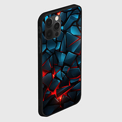 Чехол для iPhone 12 Pro Синие плиты с красным разломом, цвет: 3D-черный — фото 2