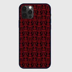 Чехол iPhone 12 Pro Чёрно-красный узоры