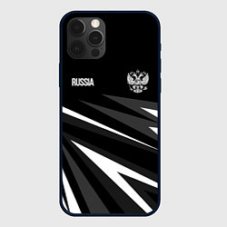 Чехол для iPhone 12 Pro Russia - black and white geometry, цвет: 3D-черный