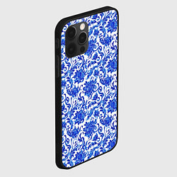 Чехол для iPhone 12 Pro Гжель классика, цвет: 3D-черный — фото 2