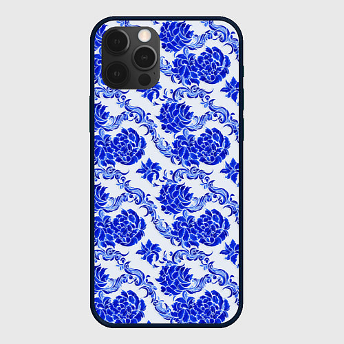 Чехол iPhone 12 Pro Гжель классика / 3D-Черный – фото 1