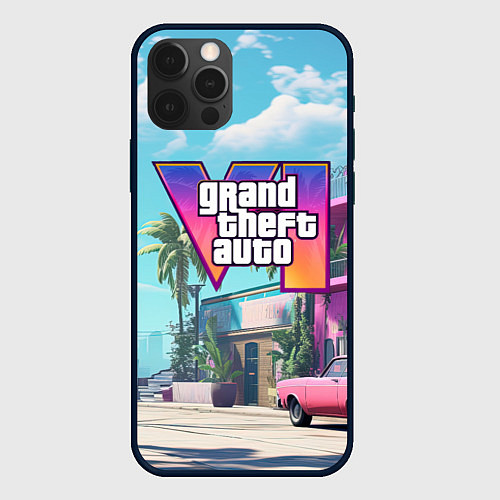 Чехол iPhone 12 Pro GTA 6 Vice city / 3D-Черный – фото 1