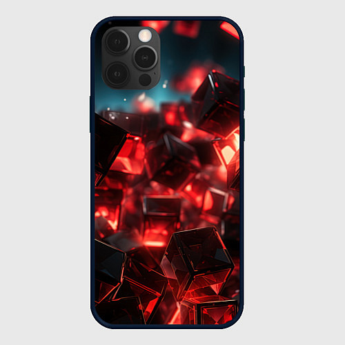 Чехол iPhone 12 Pro Красные кубики абстракция / 3D-Черный – фото 1
