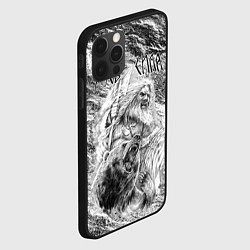 Чехол для iPhone 12 Pro Воин с топором и медведь, цвет: 3D-черный — фото 2