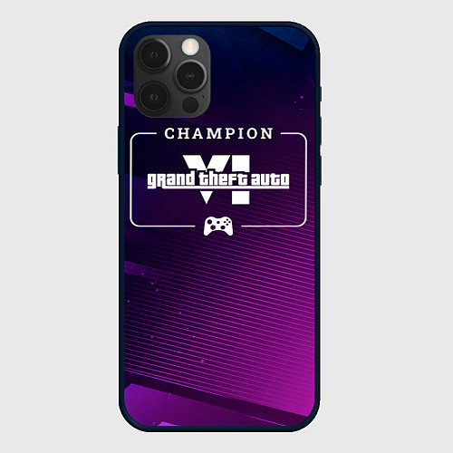 Чехол iPhone 12 Pro GTA6 gaming champion: рамка с лого и джойстиком на / 3D-Черный – фото 1